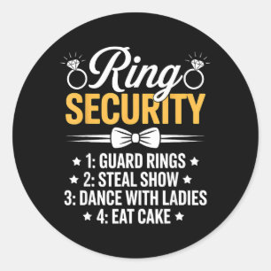 Ring Security Wedding Party Funny Ring Bearer Classic Round Sticker