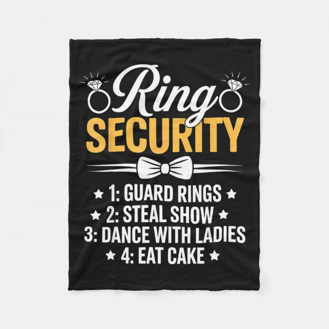 Ring Security Wedding Party Funny Ring Bearer  Fleece Blanket (Front)