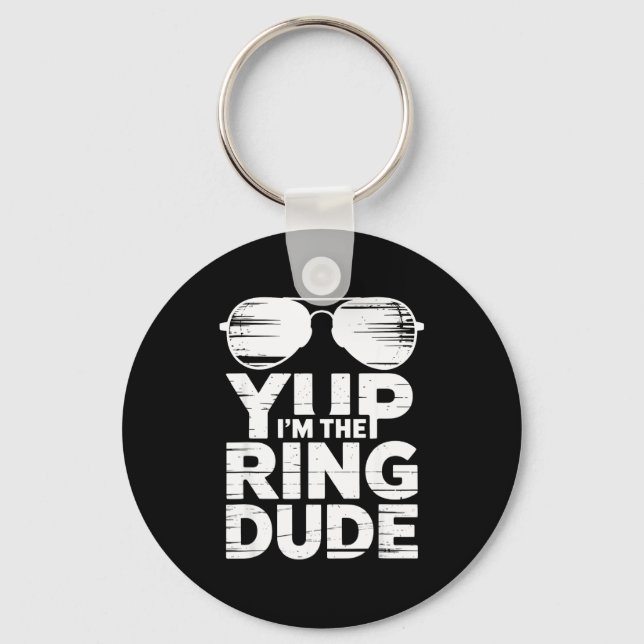 Ring Security Wedding Party Funny Ring Bearer  Keychain (Front)