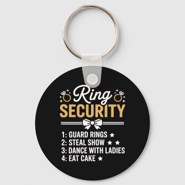 Ring Security Wedding Party Funny Ring Bearer Keychain (Front)