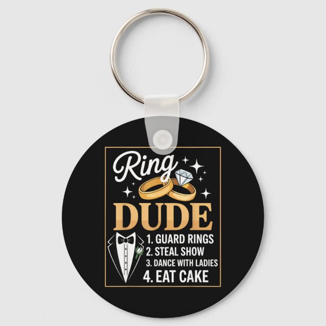 Ring Security Wedding Party Funny Ring Bearer Keychain (Front)