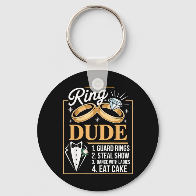 Ring Security Wedding Party Funny Ring Bearer Keychain (Front)