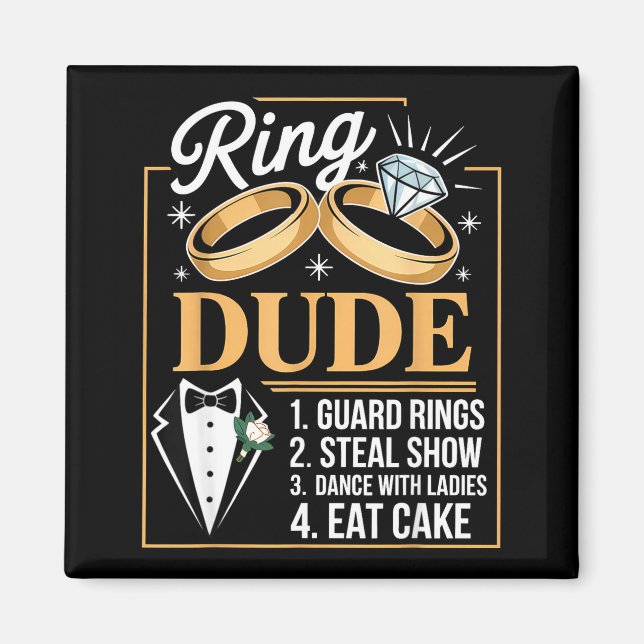 Ring Security Wedding Party Funny Ring Bearer Magnet (Front)