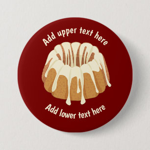 Ring-Shaped Bundt Cake - Gugelhupf with your text 3 Inch Round Button