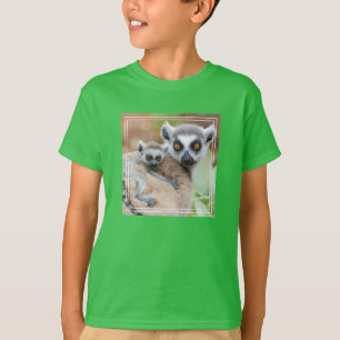 Ring-Tailed Lemur Baby on its Mother's Back T-Shirt
