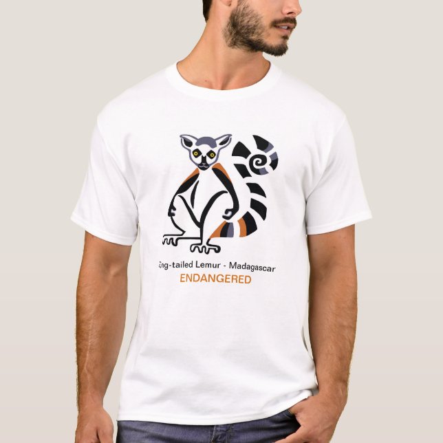  Ring-tailed LEMUR -Endangered animal graphic -  T-Shirt (Front)