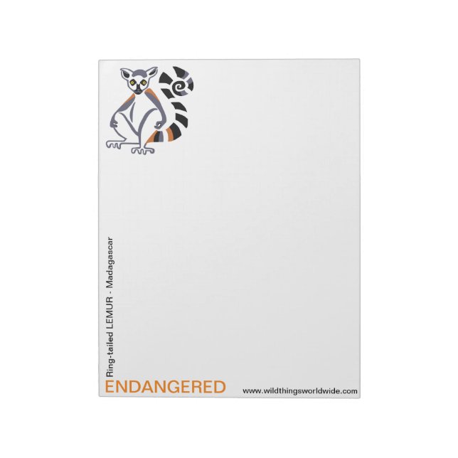 Ring-tailed LEMUR   -Endangered animal - Notepad (Rotated)