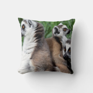 Ring-tailed Lemur Family Throw Pillow