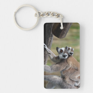 Ring-Tailed Lemur Mother And Baby Keychain