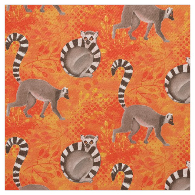 Ring-Tailed Lemur of Madagascar Fabric (Swatch)