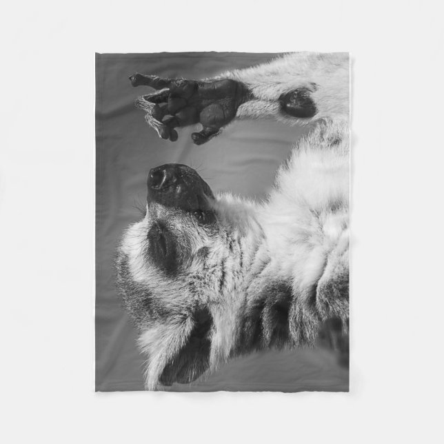 Ring Tailed Lemur Playing Fleece Blanket (Front)