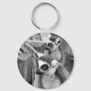 Ring-tailed lemur with baby black and white keychain