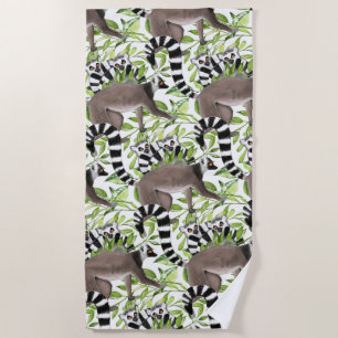 Ring-tailed Lemurs of Madagascar Tropical Jungle Beach Towel