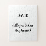 Ringbearer Custom Name Simple Minimal Wedding Jigsaw Puzzle<br><div class="desc">Simple,  minimal,  elegant design for asking "Will you be our ringbearer" with custom message and custom name text templates for you to customize!</div>