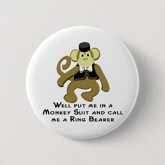 Ringbearer/ Monkey 2 Inch Round Button (Front)