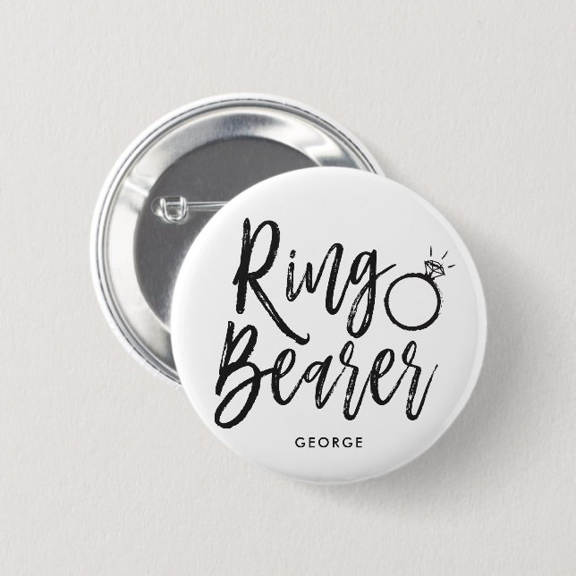 Ringbearer | Script Style Custom Wedding 2 Inch Round Button (Front & Back)