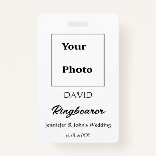 Ringbearer Simple Minimal Custom Name Wedding  Badge