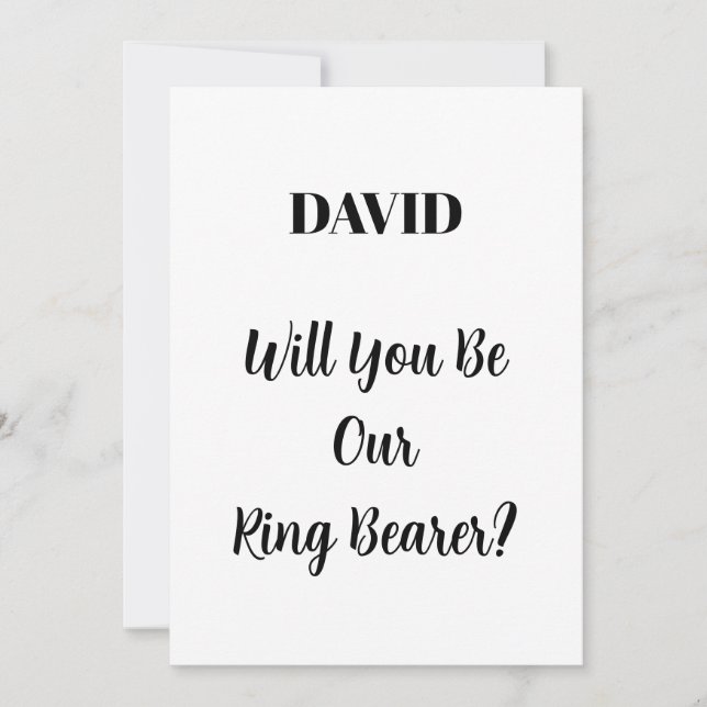 Ringbearer Wedding Simple Minimal Custom Name Invitation (Front)