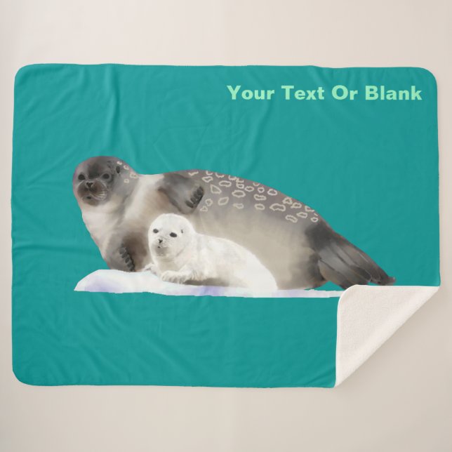 Ringed Seal Sherpa Blanket (Front (Horizontal))