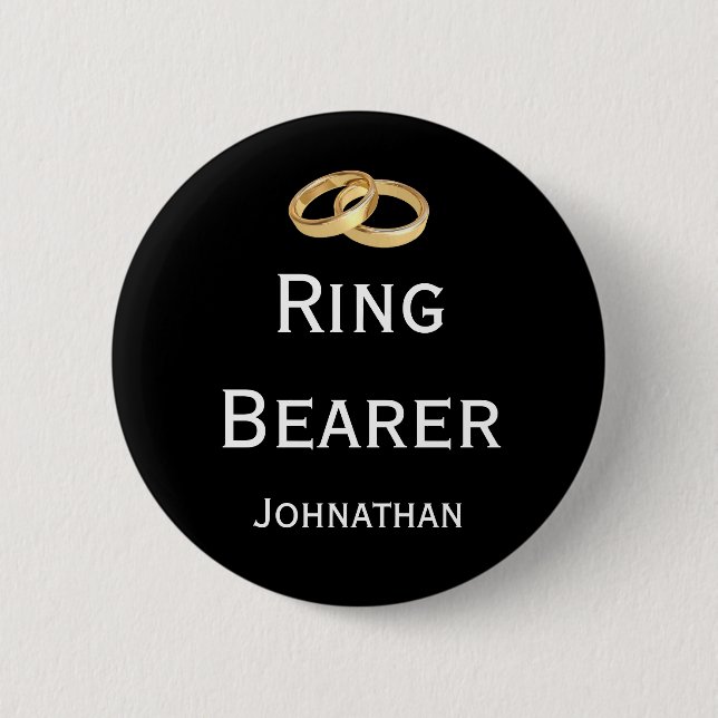 Ringer Bearer with Two Wedding Bands 2 Inch Round Button (Front)