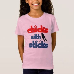 Ringette "Chicks With Sticks" Girls Ringer T-Shirt