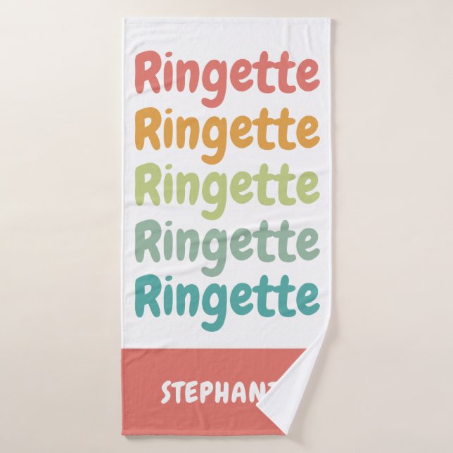 Ringette Cute Retro Ringette Player Custom Bath Towel (Bath Towel)