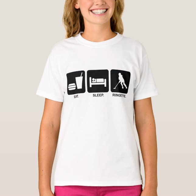Ringette "Eat Sleep Ringette" Kids/Youth Ringer T-Shirt (Front)
