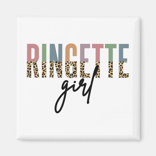 Ringette Girl Cheetah Print | Ringette Player Magnet (Front)