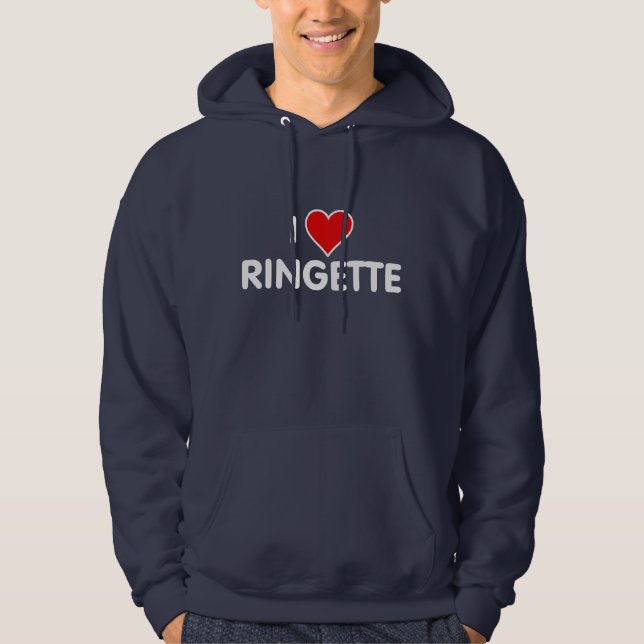 Ringette Hooded Sweattop - "I Love Ringette" Hoodie (Front)
