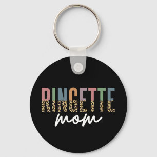 Ringette Mom Cheetah Print   Ringette Player Keychain