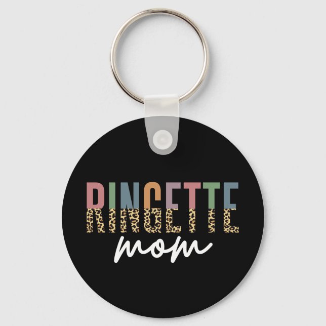 Ringette Mom Cheetah Print | Ringette Player Keychain (Front)