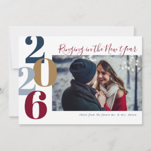 Ringing in the New Year Engagement Photo Holiday Card