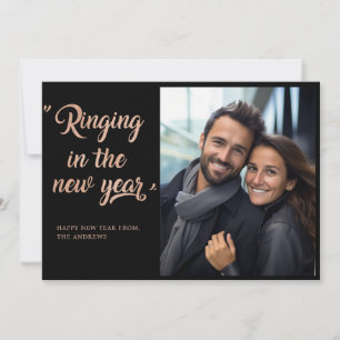 "Ringing in the New Year!" Engagement Photo Holiday Card