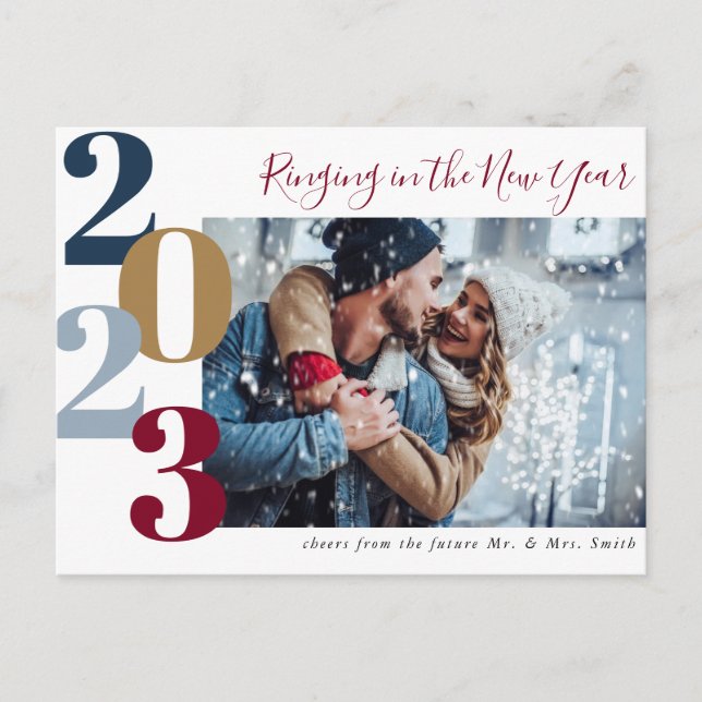 Ringing in the New Year Engagement Photo  Postcard (Front)