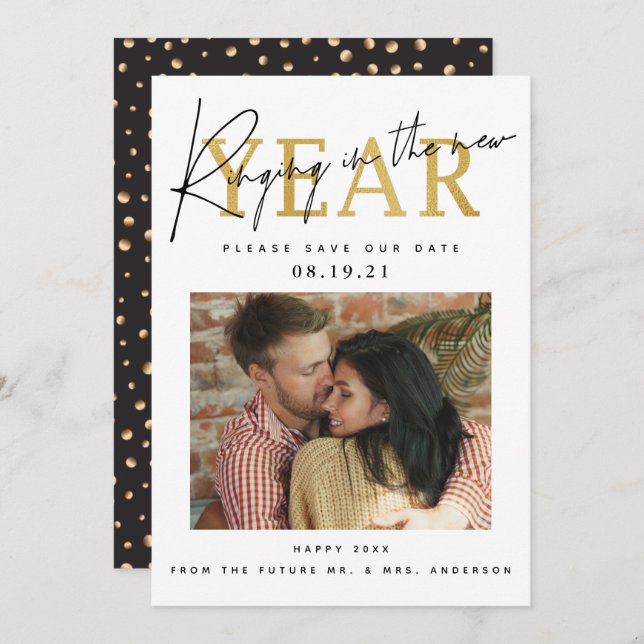 Ringing In The New Year Photo Save The Date (Front/Back)