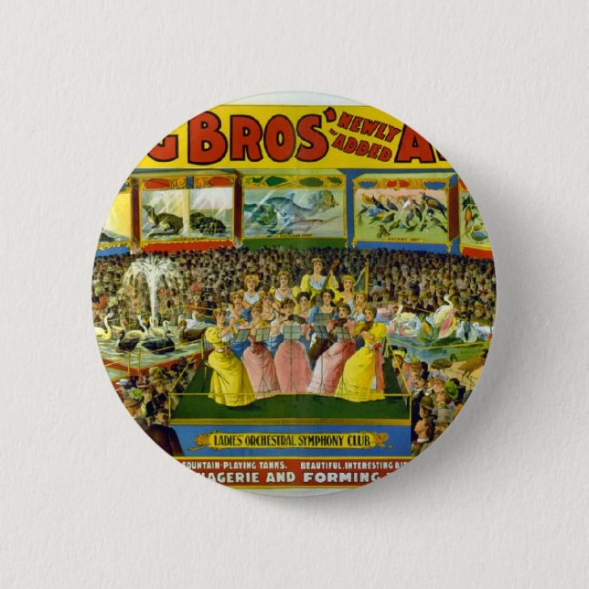 Ringling Bros' / Aviary & Aquarium 2 Inch Round Button (Front)
