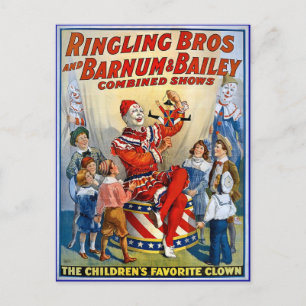 Ringling Brothers & Barnum & Bailey Vintage Clowns Postcard