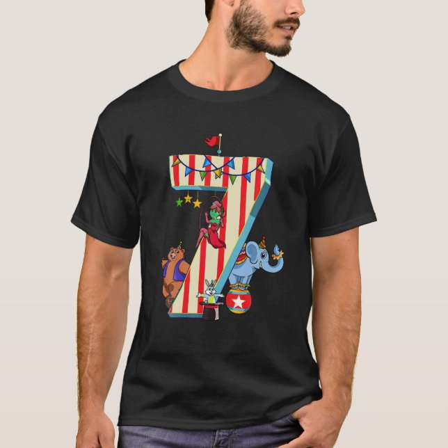 Ringmaster Kids 7th Birthday Carnival Circus Theme T-Shirt (Front)