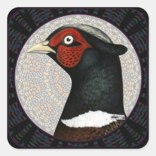 Ringneck Pheasant Circle Square Sticker