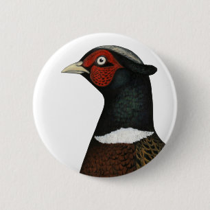Ringneck Pheasant Head 2 Inch Round Button