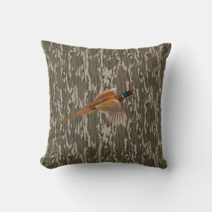 Ringneck Pheasant Hunting Bottomland Camo Bird Throw Pillow