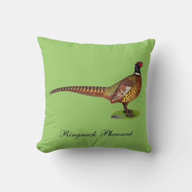 Ringneck Pheasant Rooster Throw Pillow (Front)