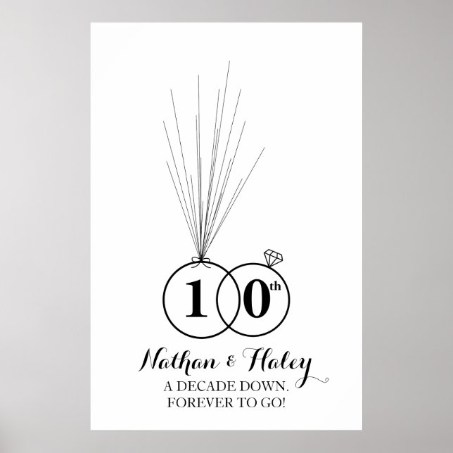 Rings 10 Anniversary Thumbprint Wedding Guestbook (Front)