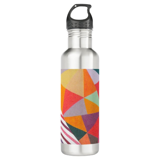 rings and triangles mini collage 710 ml water bottle (Front)