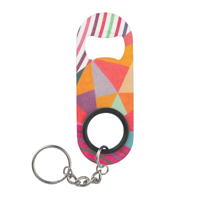 rings and triangles mini collage keychain bottle opener (Front)