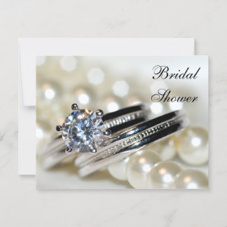 Rings and White Pearls Bridal Shower Invitation