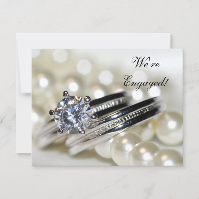 Rings and White Pearls Engagement Party Invitation (Front)