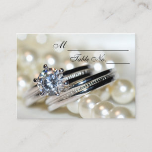 Rings and White Pearls Wedding Place Card