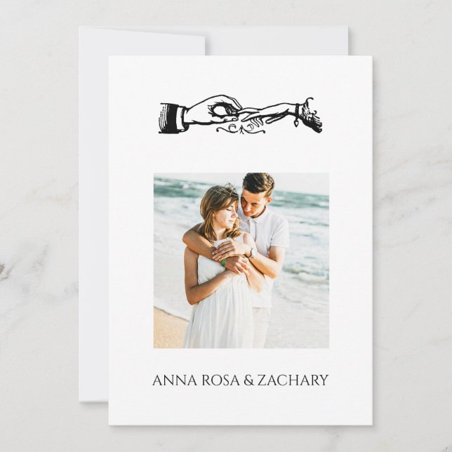 *~* RINGS AR6 Victorian QR PHOTO RSVP Wedding Invitation (Front)