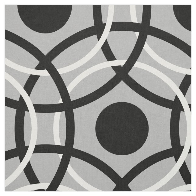 Rings black & white I + your backgr. & ideas Fabric (Swatch)